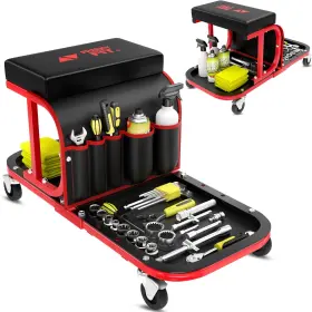 D16-R FREEKYFIT Rolling Stool Chair Wheels Mechanic Garage