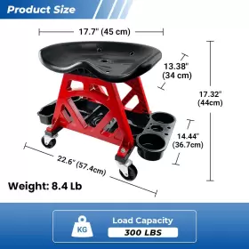 NBTS0617 HOXWELL Mechanic Stool Chair Wheels Garage #2