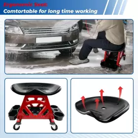 NBTS0617 HOXWELL Mechanic Stool Chair Wheels Garage #3
