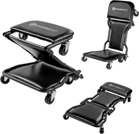 692620773763 POWERBUILT Triplex Folding Creeper Rolling Seat
