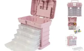 75-TS2002 TRADEMARK GLOBAL Tool Box Organizer Drawers Pink
