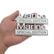 2pcs Marine Special Edition Metal Side Emblem Badge Sticker Silver Black 