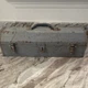 Vtg 20" CRAFTSMAN #6516 EMBOSSED NAME METAL TOOL BOX Tombstone Hip Roof W/ Tray